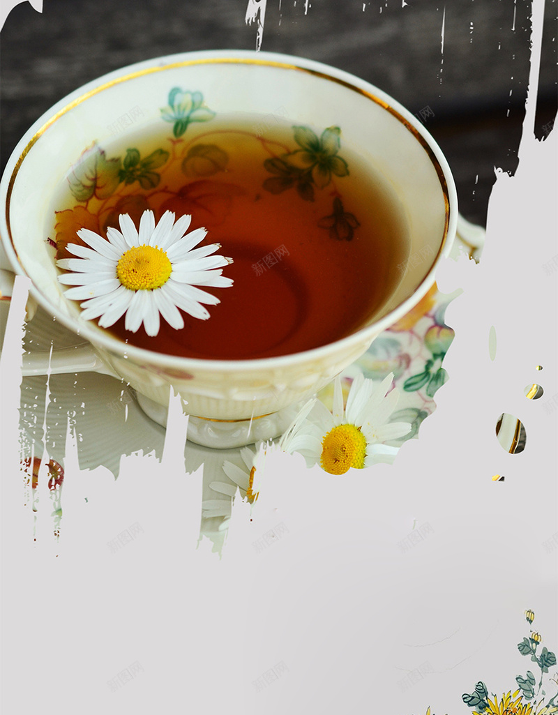 简约菊花茶海报设计psd设计背景_新图网 https://ixintu.com 个性 夏季 清凉 舒适 解渴 菊花茶 健康 文雅