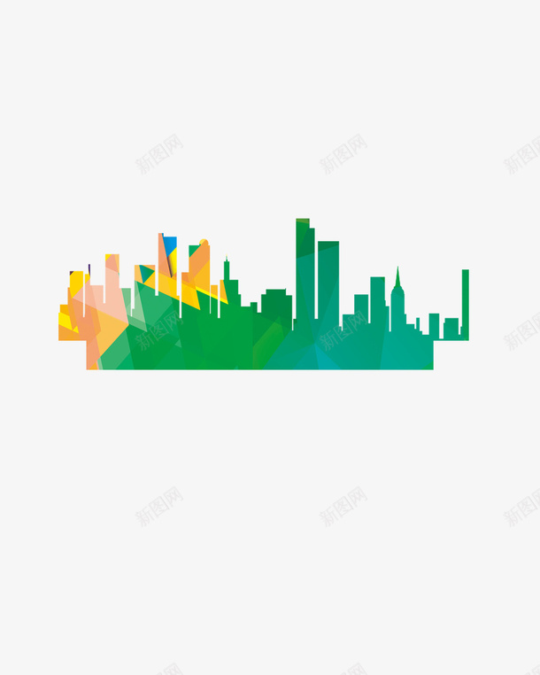 黄绿渐变楼群装饰图案png免抠素材_新图网 https://ixintu.com 楼群 渐变 装饰图案 设计 黄绿