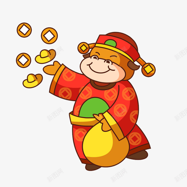 牛年喜庆的牛5psd免抠素材_新图网 https://ixintu.com 财神牛 喜庆牛 招财牛 节日牛