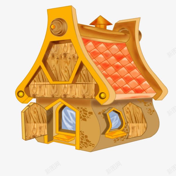 金色房屋png免抠素材_新图网 https://ixintu.com 可爱 木质 辉煌 金色