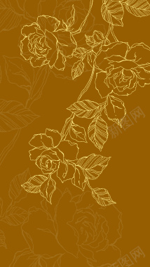 褐色欧式花纹H5背景素材背景
