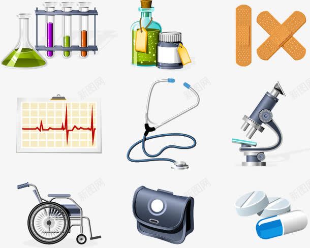 化学实验矢量图eps免抠素材_新图网 https://ixintu.com 免费矢量下载 化学实验 显微镜 轮椅 矢量图