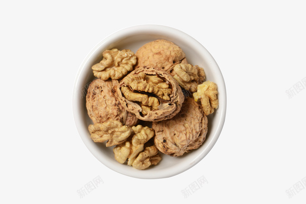 俯拍碗装核桃psd免抠素材_新图网 https://ixintu.com 一盘核桃 产品实物 休闲食品 坚果 果仁 核桃仁 纸皮核桃