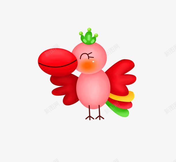 卡通手绘大嘴鸟png免抠素材_新图网 https://ixintu.com 卡通手绘 大嘴 红色 鸟