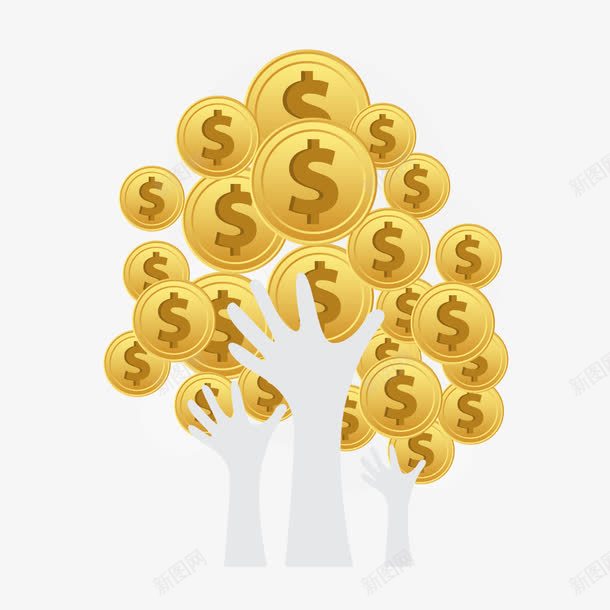 抢金币的手矢量图ai免抠素材_新图网 https://ixintu.com 创意 卡通手 金币 金币雨 金融 矢量图