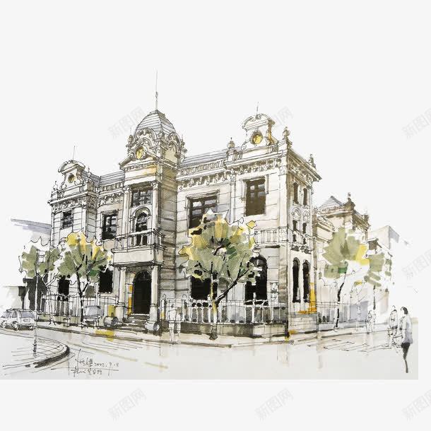 手绘杭州建筑png免抠素材_新图网 https://ixintu.com 免扣图片 免扣素材 免费 免费下载 免费图片 免费素材 手绘 杭州建筑