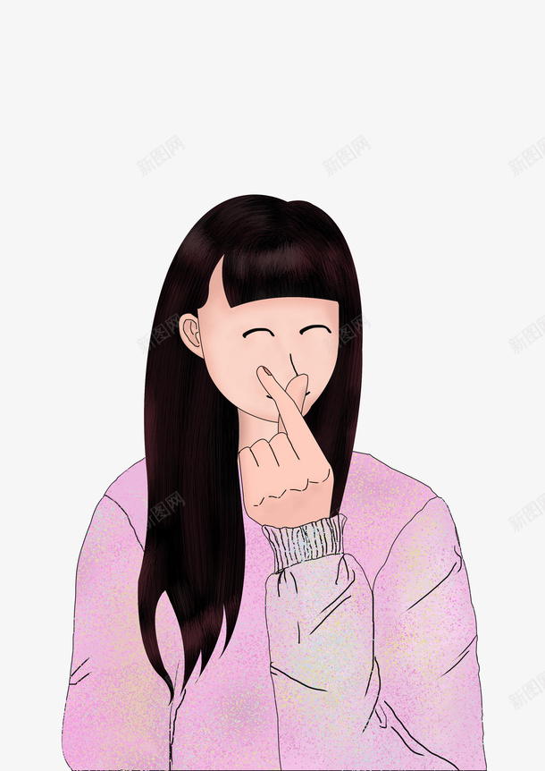 手绘女生头像png免抠素材_新图网 https://ixintu.com 头像 女 手绘 紫衣