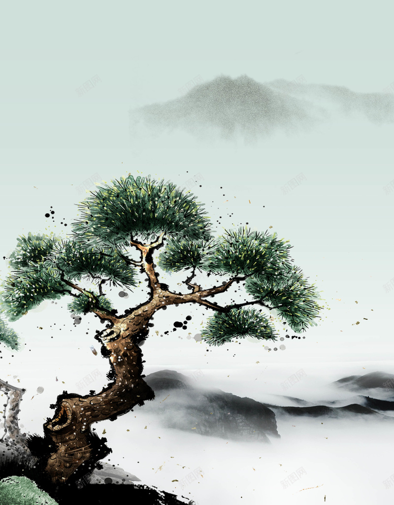 中国风水墨松树背景元素海报psd设计背景_新图网 https://ixintu.com 中国风 元素 元素背景 松树 水墨 水墨海报 水墨背景 海报 海报背景 背景 背景水墨