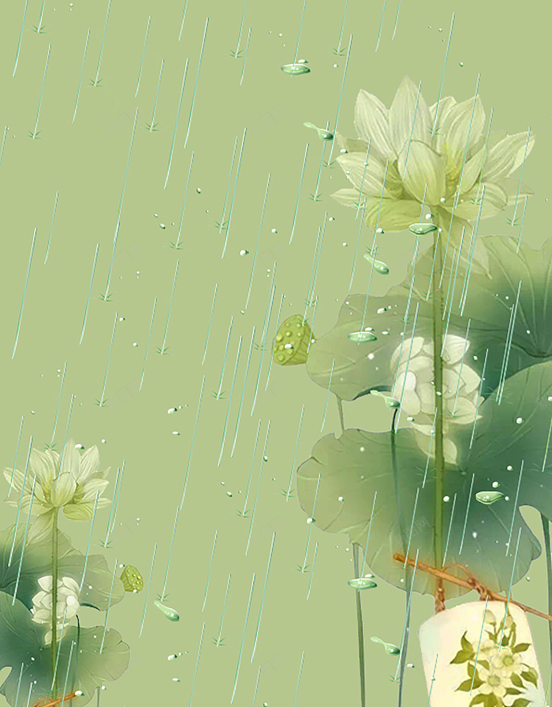 荷花雨水背景素材jpg设计背景_新图网 https://ixintu.com 雨水 24节气 荷花 唯美 绿色 水滴 雨点 下雨 荷叶