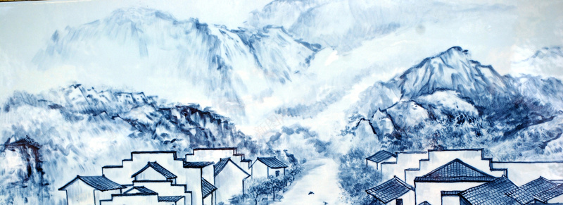 手绘青花瓷城市jpg设计背景_新图网 https://ixintu.com 中国风 城市 海报banner 青花瓷颜色