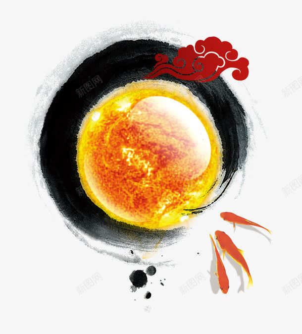 水墨金鱼元素psd免抠素材_新图网 https://ixintu.com 元素 免扣 彩色 水墨 装饰 装饰素材 金鱼