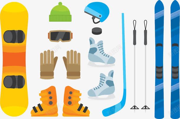 运动矢量图ai免抠素材_新图网 https://ixintu.com 滑板 滑雪 球杆 运动鞋 矢量图