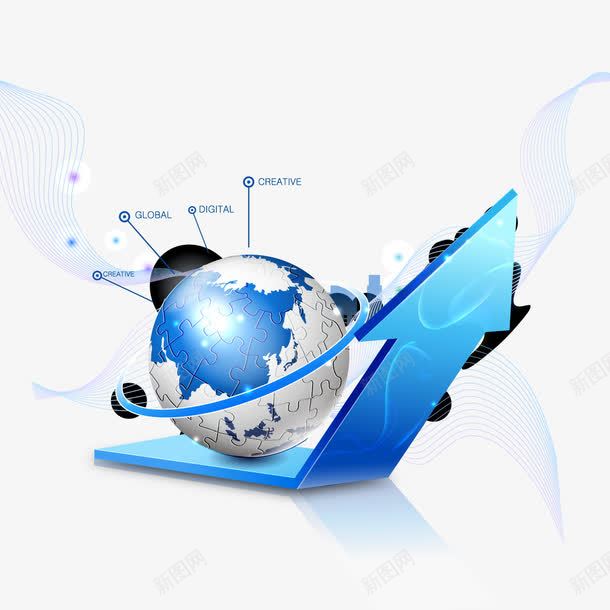 地球和箭头矢量图ai免抠素材_新图网 https://ixintu.com 地球 科技素材 箭头 矢量图