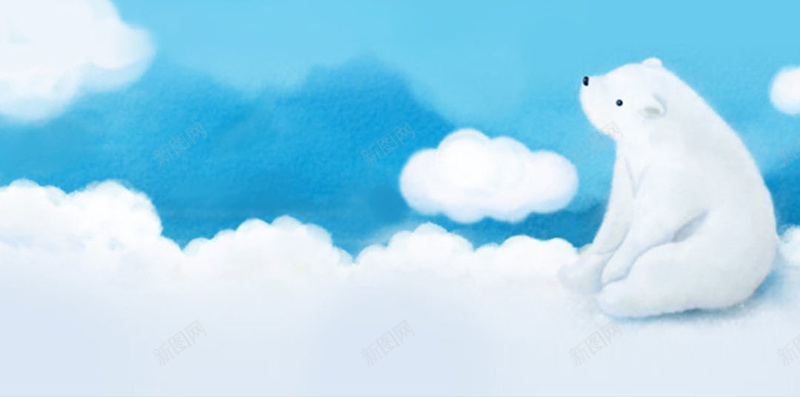 夏季上新海报背景psd设计背景_新图网 https://ixintu.com PSD背景 云层 云朵 创意 图形 清新 白云 白熊 蓝色背景