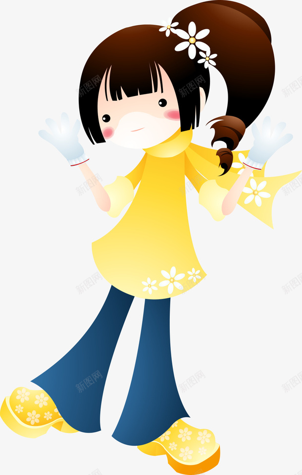 女孩女生学生png免抠素材_新图网 https://ixintu.com 女孩 女生 学生 黄色裙子