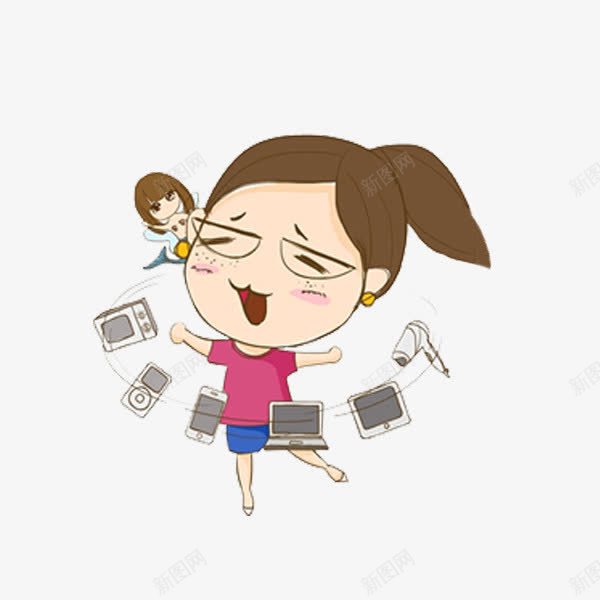 戴眼镜的女孩png免抠素材_新图网 https://ixintu.com 卡通 可爱的 漂亮的 眼镜 简笔 红色 长斑