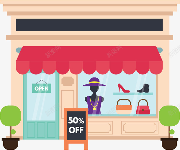 手绘女装店矢量图ai免抠素材_新图网 https://ixintu.com 女装店 手绘 简约 矢量图