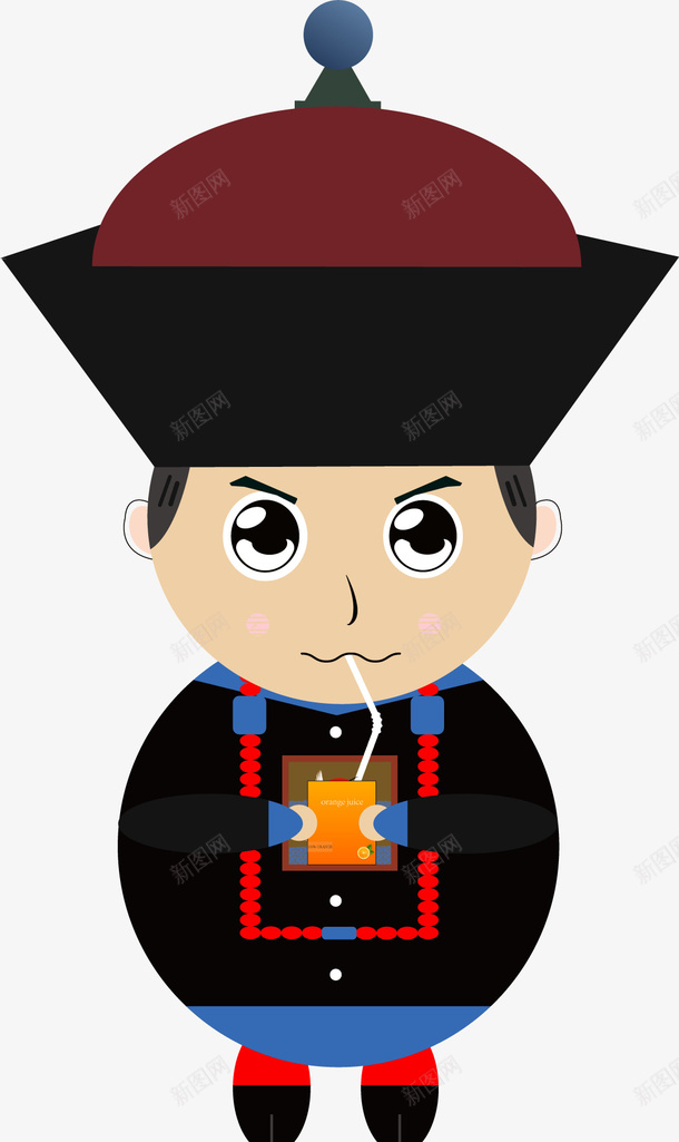 Q版的清朝官员矢量图ai免抠素材_新图网 https://ixintu.com Q版人物 卡通 插画 清朝 矢量图