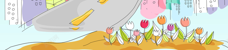 简约手绘绿色城市psd设计背景_新图网 https://ixintu.com 公路 城市 建筑 手绘 简约 山脉 气球 平面设计 分层文件 PSD源文件 150PPI