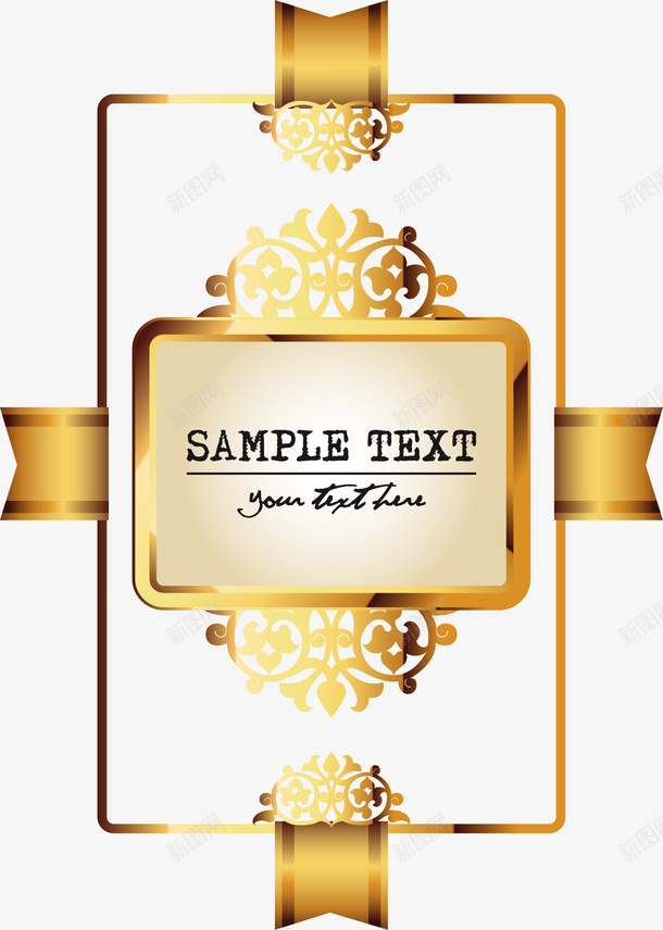 金色边框花纹图案矢量图ai免抠素材_新图网 https://ixintu.com 图案 花纹 金色边框 矢量图
