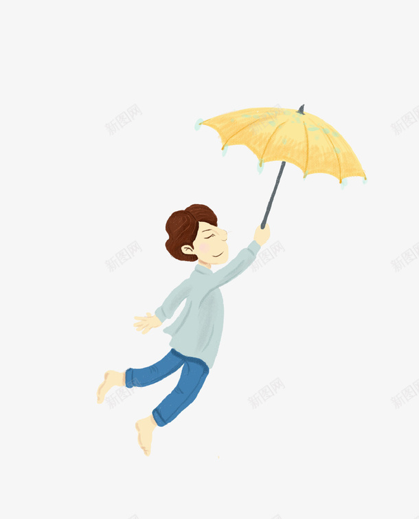 卡通手绘撑伞的男子谷雨海报插画png免抠素材_新图网 https://ixintu.com 传统节气 卡通手绘 插画 撑伞 海报 男子 谷雨