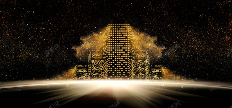 金色科技大楼bannerpsd设计背景_新图网 https://ixintu.com 大气 大气背景 背景背景素材 酷黑背景 金粉金属颗粒背景 金色大楼 金色科技 黑金背景黑色 黑金风格