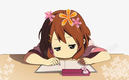 女孩趴着写作业png免抠素材_新图网 https://ixintu.com 作业 写作业 困 女孩 睡眠不足 趴着
