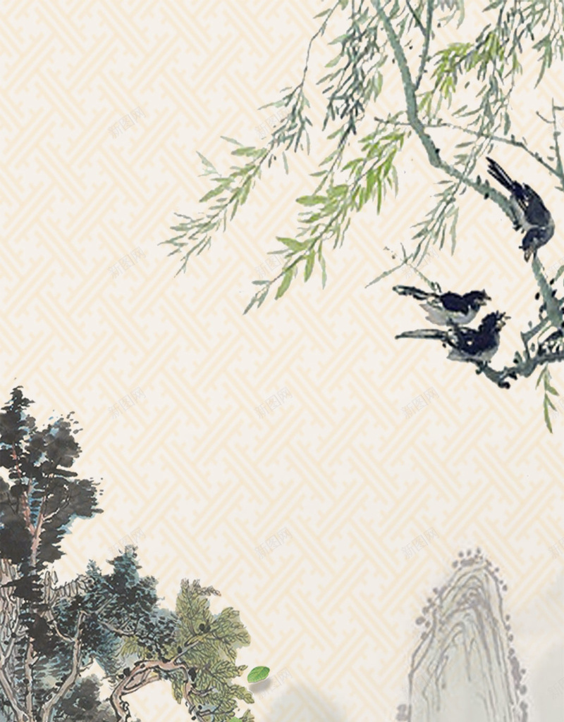 中国风传统山水春天主题广告jpg设计背景_新图网 https://ixintu.com 中国风 山水 山水画 春天 花鸟 国画 水墨 广告背景 PSD设计 PSD分层 背景 背景图 广