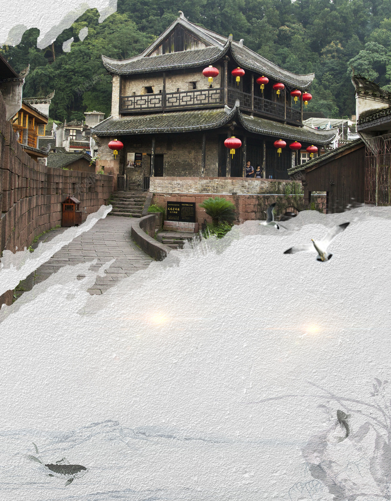 美丽凤凰古城文化旅游海报psd设计背景_新图网 https://ixintu.com 中国风 凤凰 古城 大气 文化 旅游 旅行 海报 素材 美丽 背景