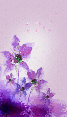 水墨花朵紫色海报背景元素背景