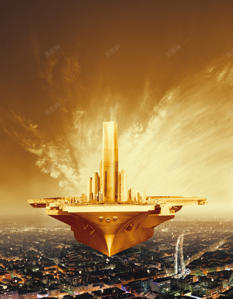 金色大气地产海报psd设计背景_新图网 https://ixintu.com 商务 棕色 科幻 科技 金色大气地产海报