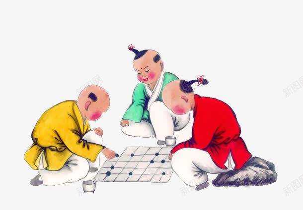 儿童下棋png免抠素材_新图网 https://ixintu.com 下棋 传统 儿童 古人下棋