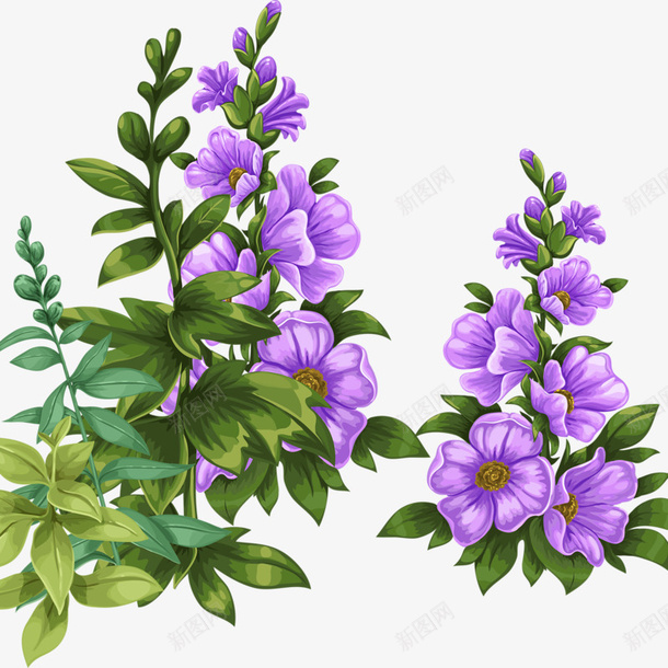 鲜花绿叶png免抠素材_新图网 https://ixintu.com 植物 花卉 蓝色 鲜花