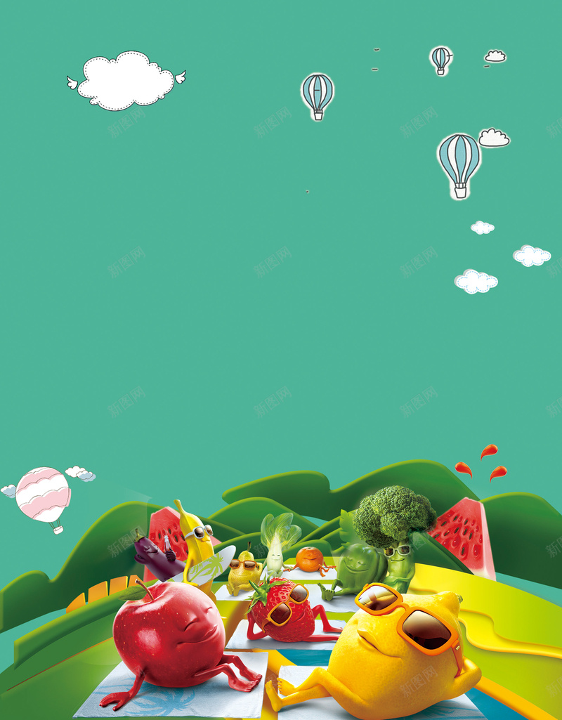 绿色蔬菜果蔬水果扁平云朵背景素材psd设计背景_新图网 https://ixintu.com 扁平 果蔬 水果 绿色 蔬菜 云朵 背景 素材
