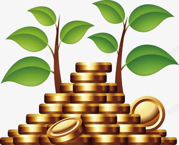 金币发芽png免抠素材_新图网 https://ixintu.com 发芽 树木 金币 金色