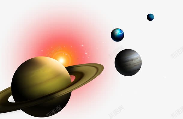 宇宙空间png免抠素材_新图网 https://ixintu.com 卡通土星 土星 太阳 视觉
