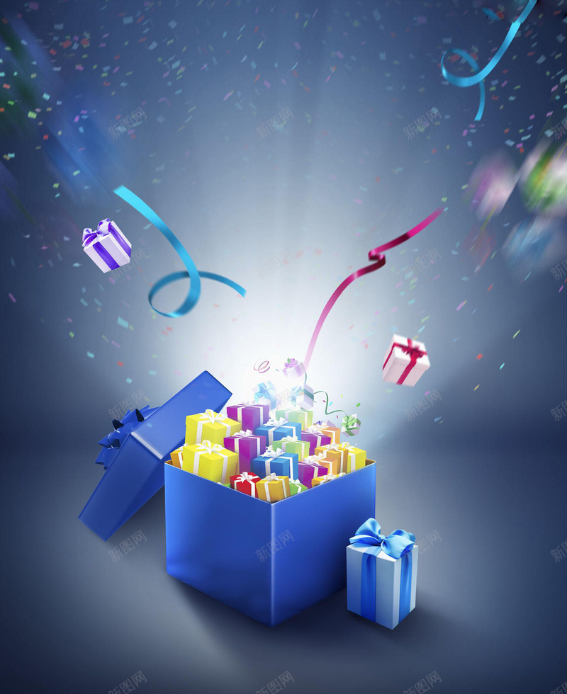简约礼品背景广告背景jpg设计背景_新图网 https://ixintu.com 广告背景 彩带 彩带背景 惊喜背景 手绘 礼品 礼品素材 简约 蓝色背景