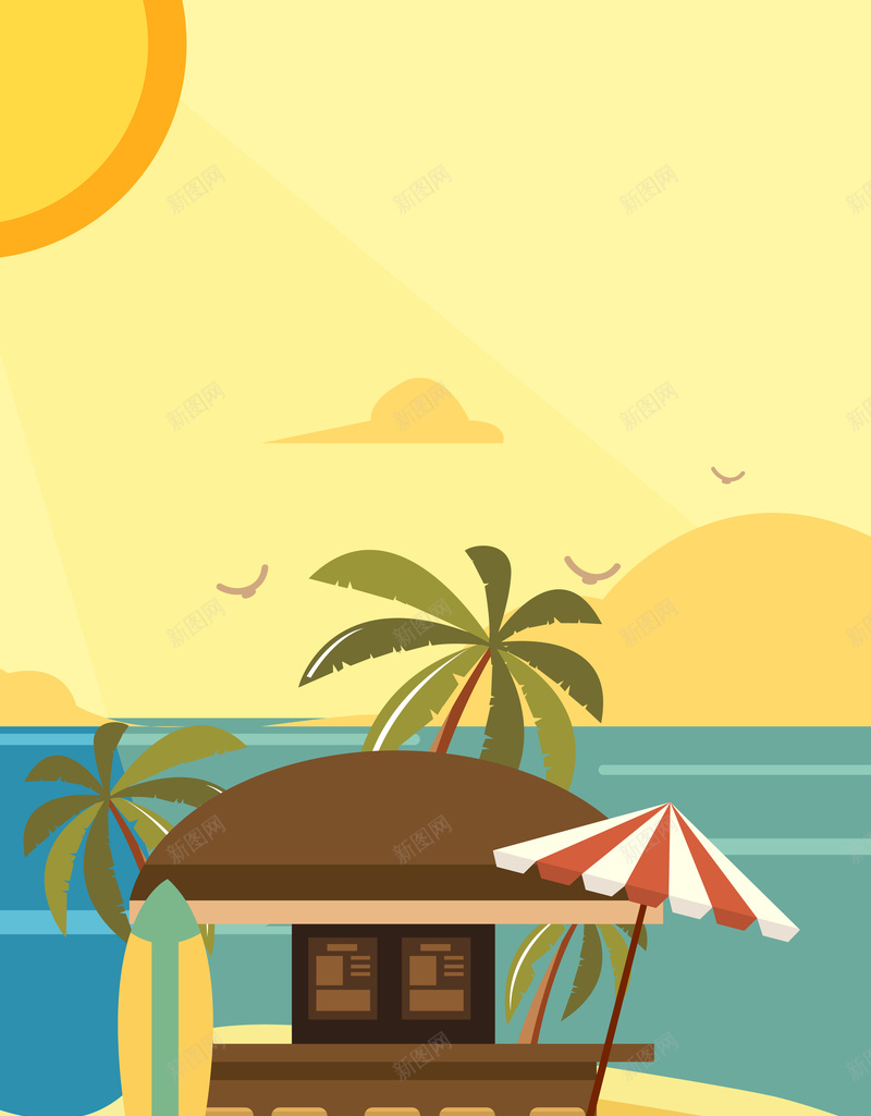 清新简约海南三亚旅游海报psd设计背景_新图网 https://ixintu.com 冲浪 国内游 国外游 大海 旅游 旅游广告 旅游背景 日出 景点 椰子树 海南三亚 清新 简约