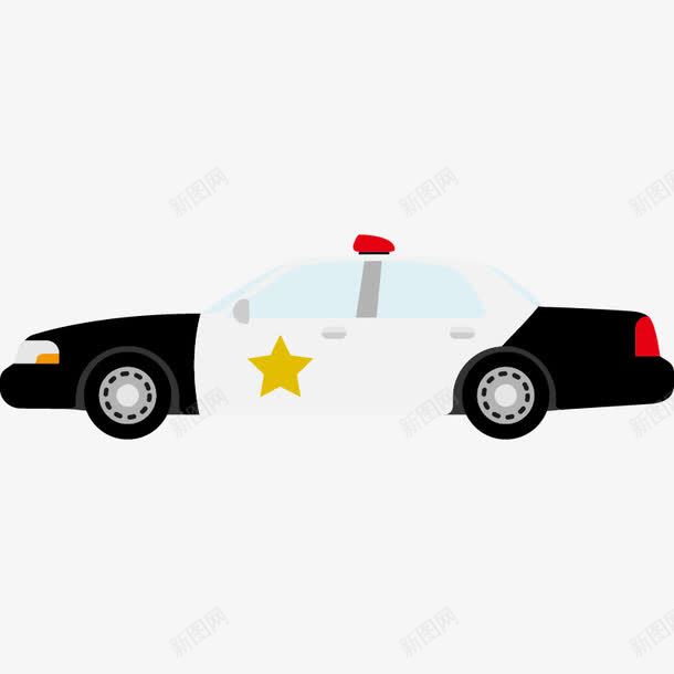 扁平化黑白相间警车png免抠素材_新图网 https://ixintu.com 扁平 警灯 警车