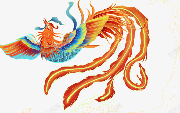 国潮风飞翔凤凰展翅凤凰psd免抠素材_新图网 https://ixintu.com 分层 国潮风 展翅凤凰 插画 飞翔凤凰