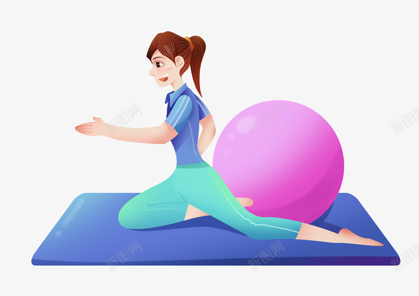 卡通手绘美女瑜伽运动png免抠素材_新图网 https://ixintu.com 卡通 手绘 瑜伽 美女 运动