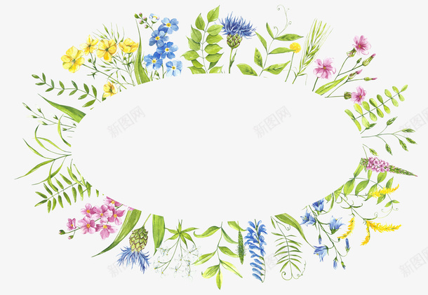 花圈边框植物边框手绘花圈png免抠素材_新图网 https://ixintu.com 手绘花圈 植物边框 花圈 边框