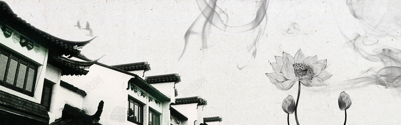 中国风水墨烟雾Bannerpsd设计背景_新图网 https://ixintu.com 中国风建筑 水墨banner 中国风 水墨 徽式建筑 烟雾Banner 建筑物 房檐