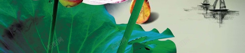 清明节水墨古风荷花广告背景psd设计背景_新图网 https://ixintu.com 古典清明 古风 水墨 清明促销 清明印象 清明活动 清明海报 纸张 荷叶 荷花