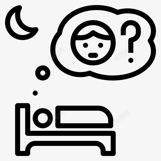 焦虑担心失眠图标svg_新图网 https://ixintu.com 失眠 思考 担心 焦虑