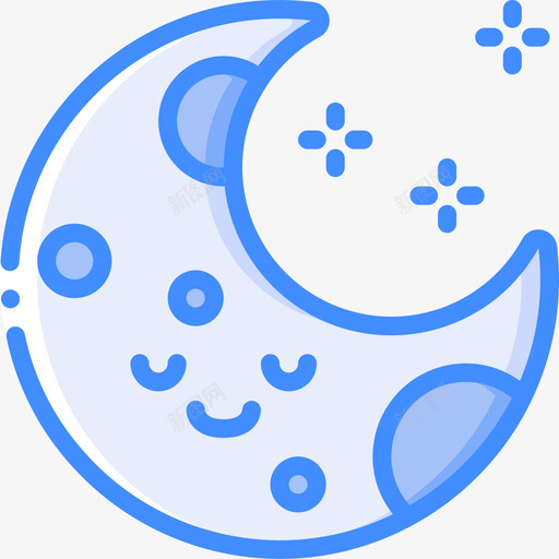 新月可爱的天气4蓝色图标svg_新图网 https://ixintu.com 可爱 天气 新月 爱的 蓝色