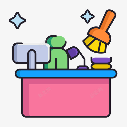 办公室清洁101线性颜色图标svg_新图网 https://ixintu.com 办公室 清洁 线性 颜色