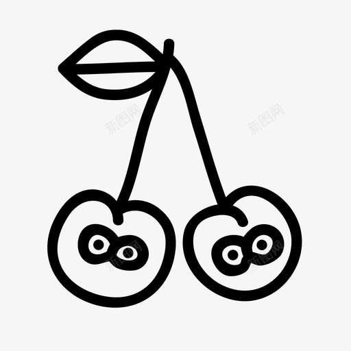 樱桃人物绘画图标svg_新图网 https://ixintu.com 一起 人物 樱桃 水果 符号 绘画 表情