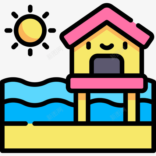 海滩别墅景观71线性颜色图标svg_新图网 https://ixintu.com 别墅 景观 海滩 线性 颜色