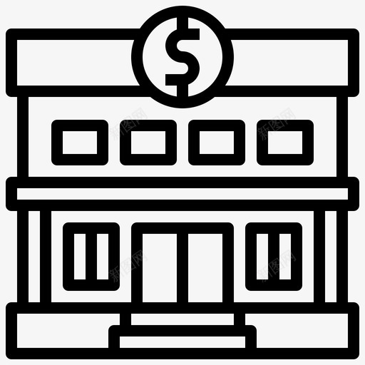 银行建筑托收2直线图标svg_新图网 https://ixintu.com 建筑 托收 直线 银行